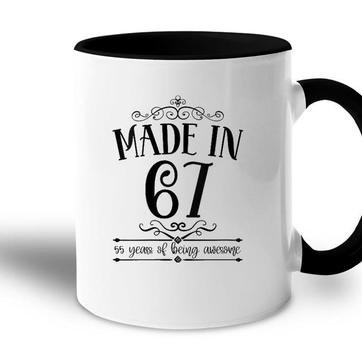 Womens Born In 1967 55 Years Old Made In 1967 55Th Birthday V-Neck Accent Mug