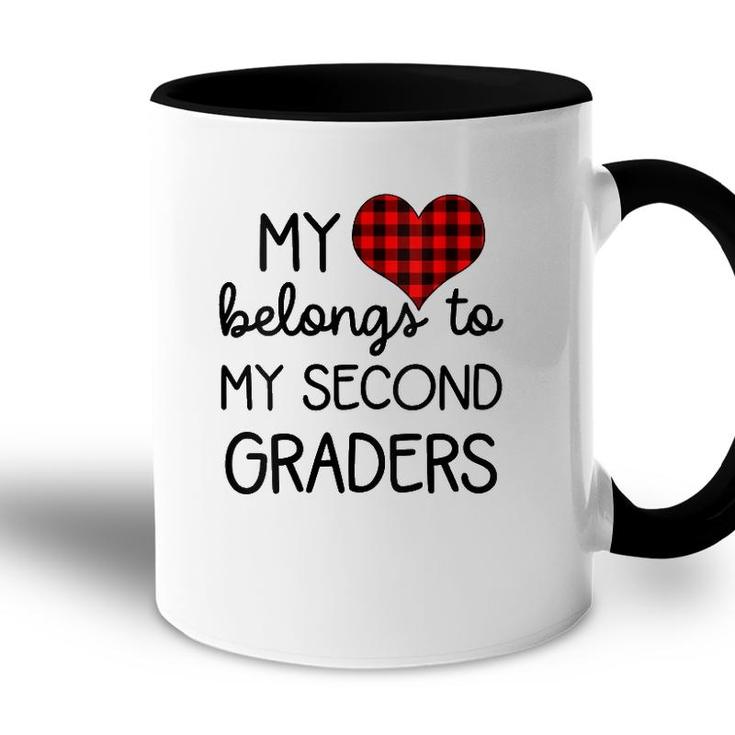 Womens Cute Sweet Valentines Day Gift Idea For 2Nd Grade Teacher V-Neck Accent Mug