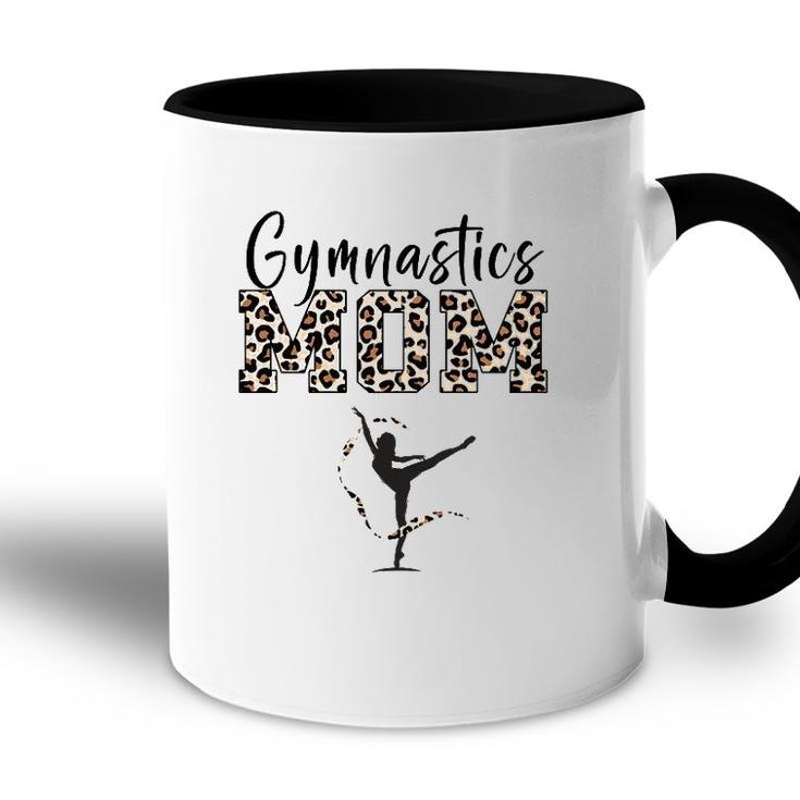 Womens Gymnastics Mom Leopard Print Womens Proud Gymnast Mother Accent Mug