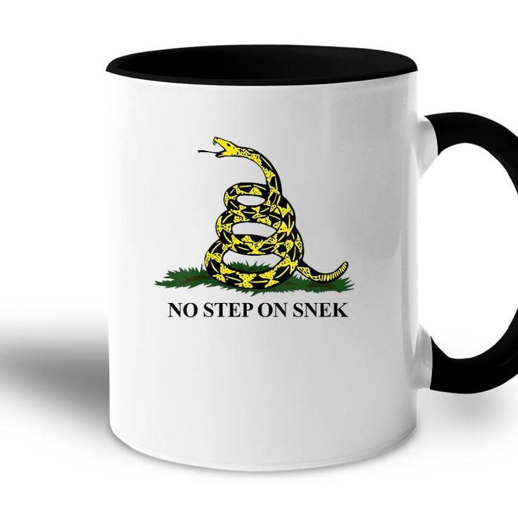 Womens No Step On Snek Funny Gadsden Snake Meme V-Neck Accent Mug