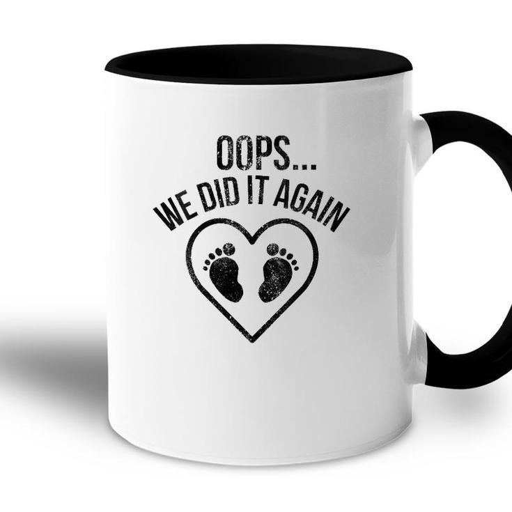 Womens Oops We Did It Again  Funny Pregnancy Baby Announcement V-Neck Accent Mug