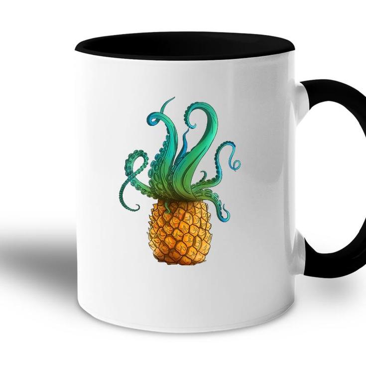 Womens Pineapple Octopus Funny Summer Tee V-Neck Accent Mug