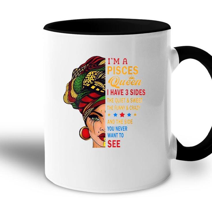 Womens Pisces Queens Are Born In February 19- March 20 V-Neck Accent Mug
