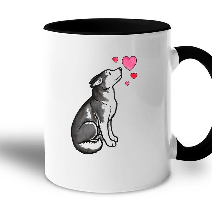 Womens Siberian Husky Love V-Neck Accent Mug