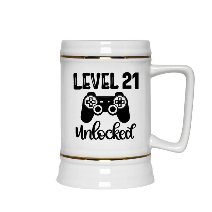 21St Birthday Black Gamer Unlocked Level Ceramic Beer Stein