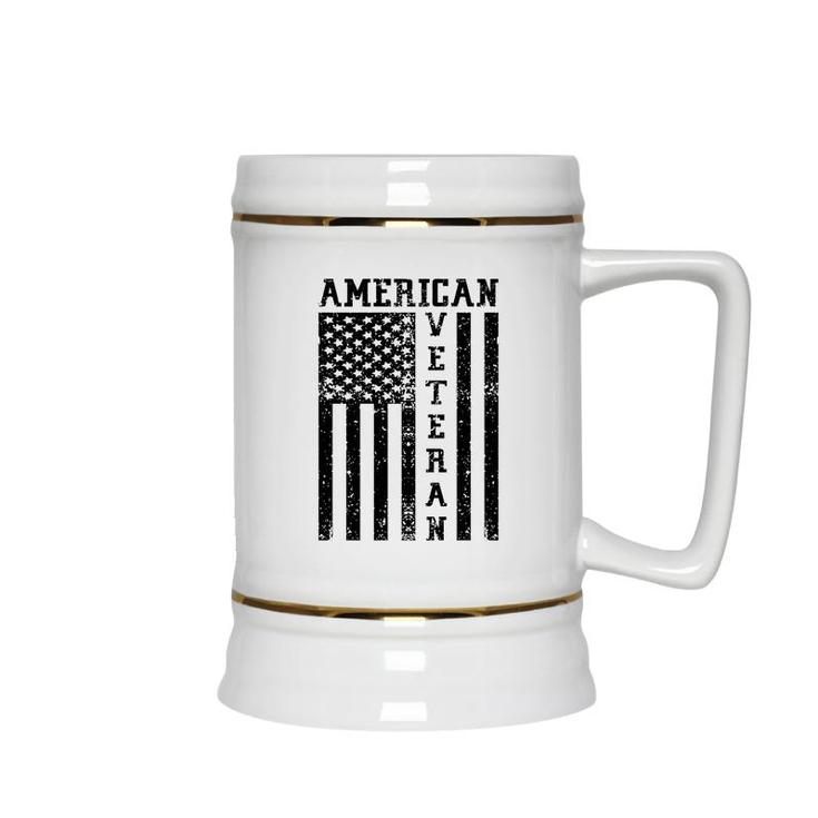 American Veteran Black Design Veteran 2022 Flag Ceramic Beer Stein