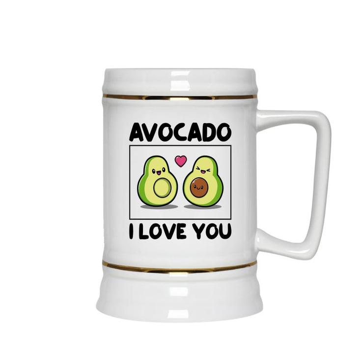 Avocado I Love You So Much Love Funny Avocado Ceramic Beer Stein