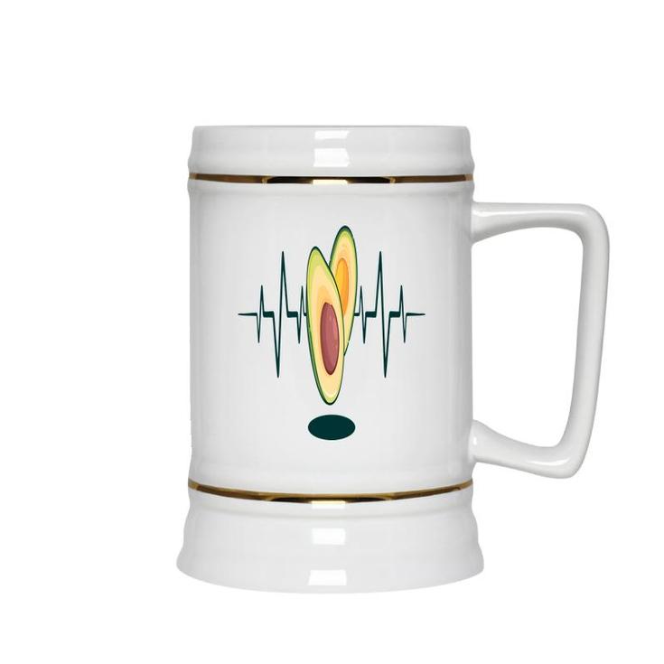 Avocardio Funny Avocado Heartbeat Is In Hospital Ceramic Beer Stein
