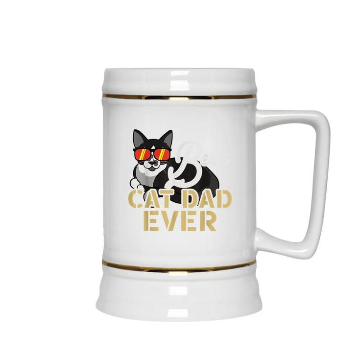 Best Cat Dad Ever Cool Funny Best Friend Cat Daddy Ceramic Beer Stein