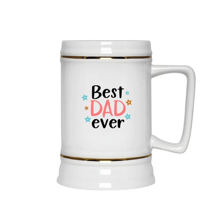 Best Dad Ever Stars Pink Daddy Colors Gift Fathers Day Ceramic Beer Stein