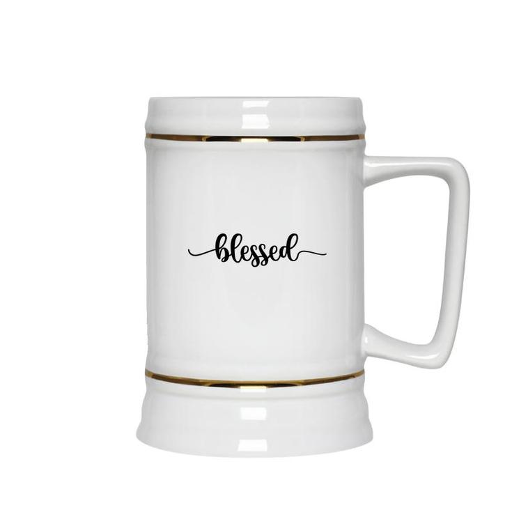 Blessed Bible Verse Black Graphic Great Gift Christian Ceramic Beer Stein