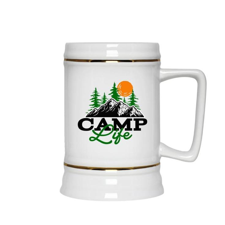 Camp Life Of Travel Lover In The Mountains Ceramic Beer Stein