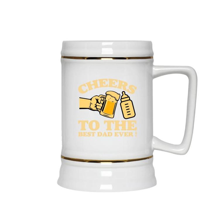 Cheers To The Best Dad Ever Yellow Letter Fathers Day Ceramic Beer Stein