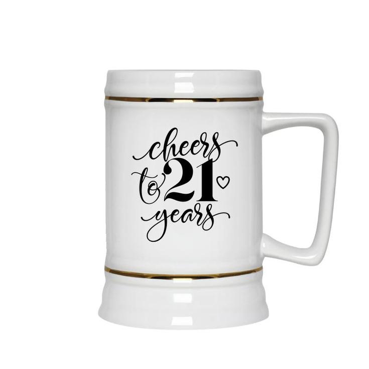 Cheers To Years 21 21St Birthday Black Heart Ceramic Beer Stein