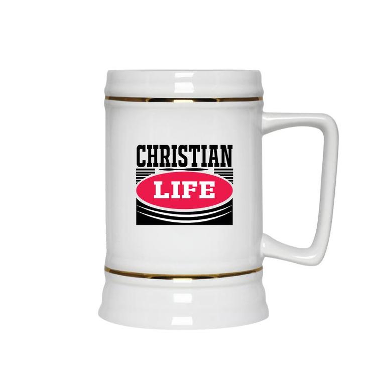 Christian Life Bible Verse Black Graphic Great Christian Ceramic Beer Stein