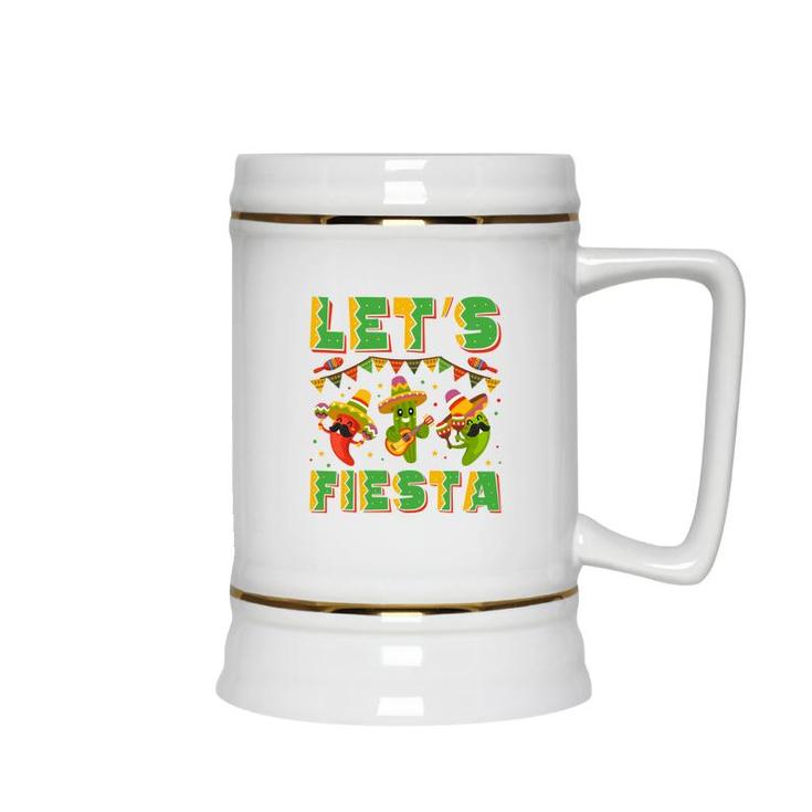 Cinco De Mayo Lets Fiesta Colorful Decoration Ceramic Beer Stein