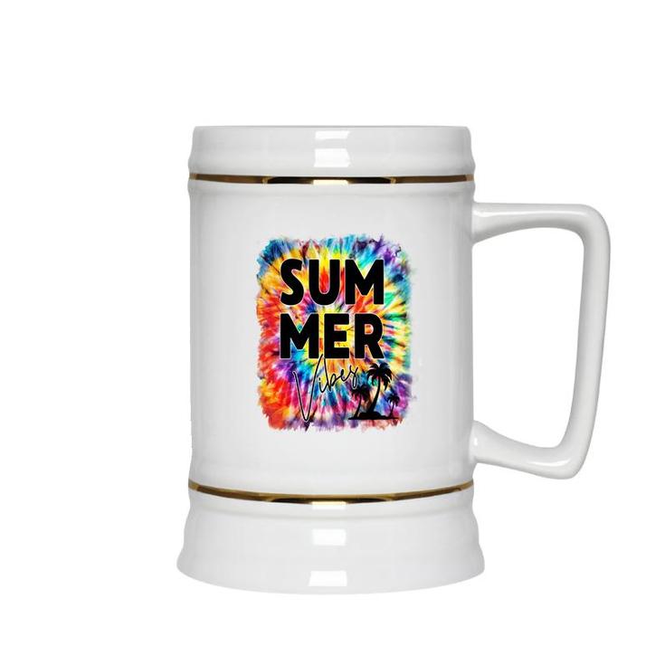 Colorful Summer Vibe For Everybody Retro Summer Beach Ceramic Beer Stein