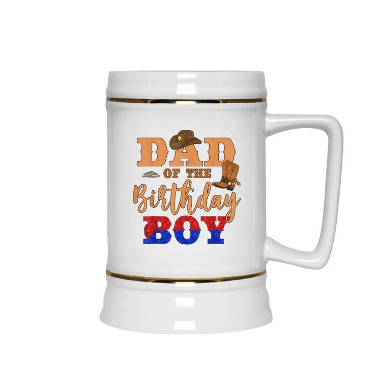 Dad Of The Birthday Boy Western Cowboy Theme Family B-Day Ceramic Beer Stein