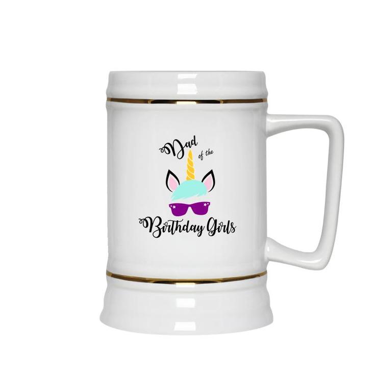 Dad Of The Birthday Girls Featured As A Cool Unicorn Ceramic Beer Stein