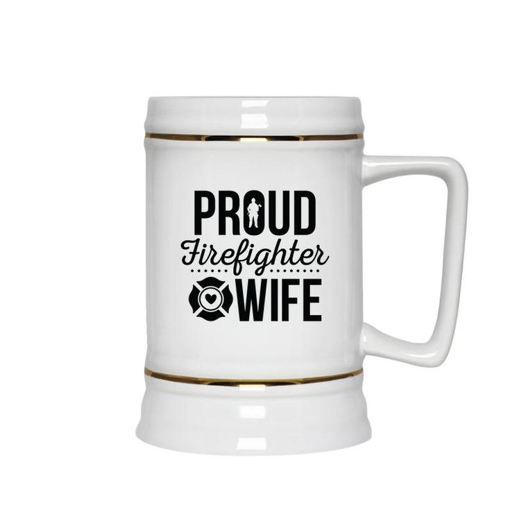Firefighter Proud Wife Black Graphic Meaningful Ceramic Beer Stein