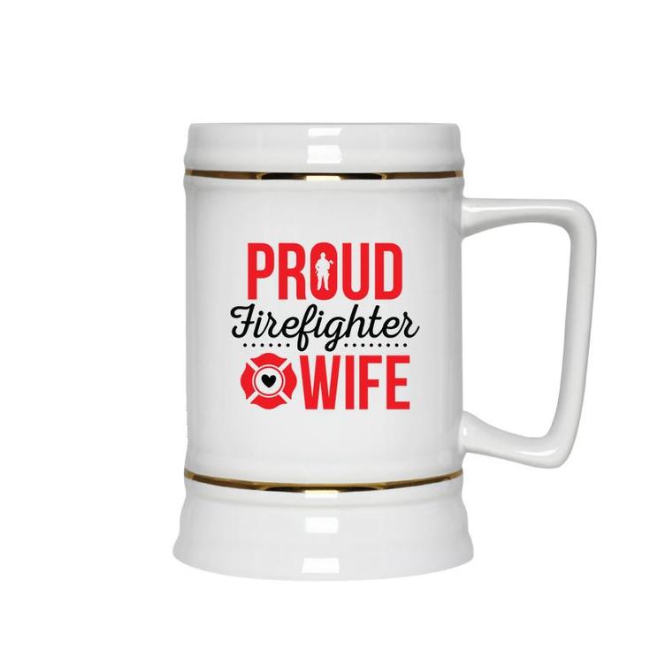 Firefighter Proud Wife Red Black Graphic Meaningful Ceramic Beer Stein