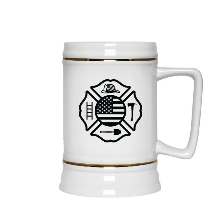 Firefighter Usa Flag Meaningful Gift For Firefighter Ceramic Beer Stein