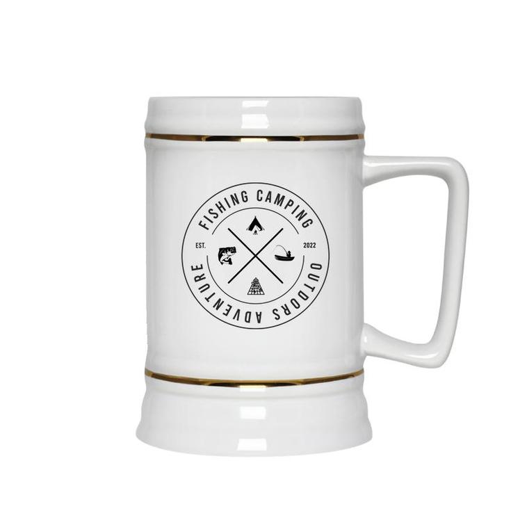 Fishing Camping Outdoor Adventure Summer Est 2022 Ceramic Beer Stein