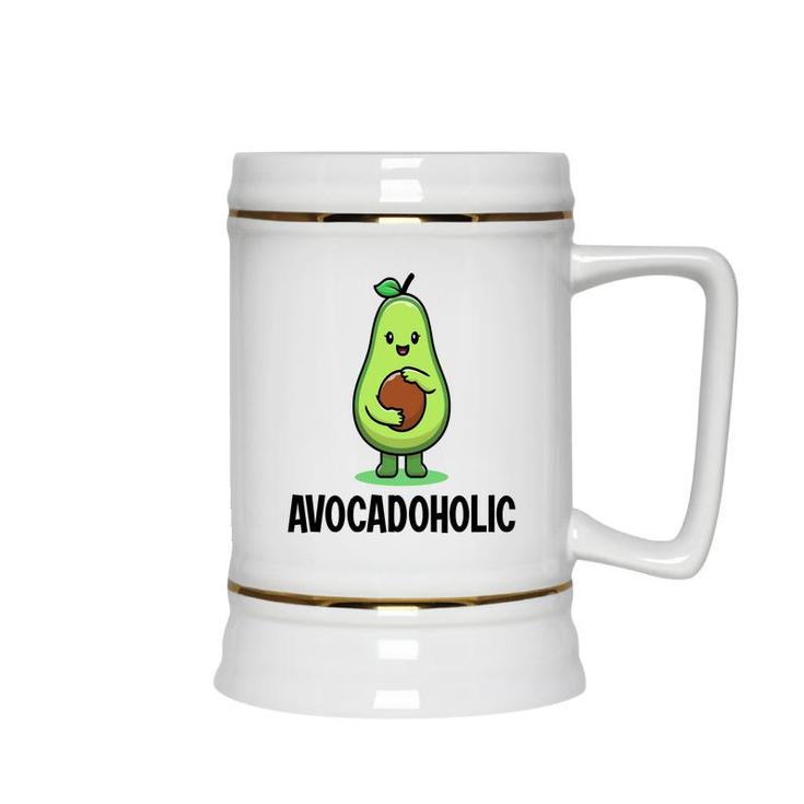Funny Avocado Avocadoholic Hug A Small Ball  Ceramic Beer Stein