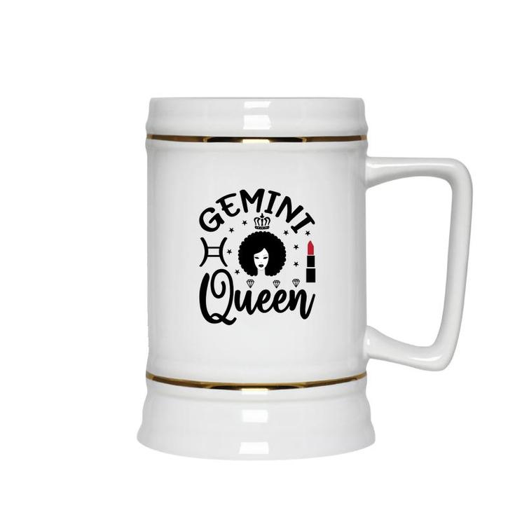 Gemini Girl Curly Hair Lipstick Decoration Birthday Ceramic Beer Stein