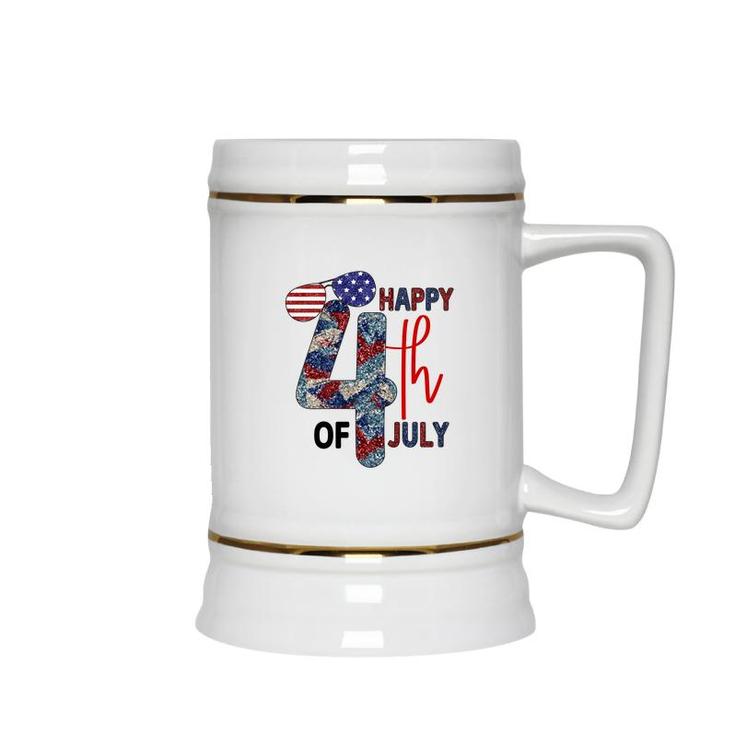 Happy 4Th Of July Vintage Graphic July Independence Day 2022 Ceramic Beer Stein