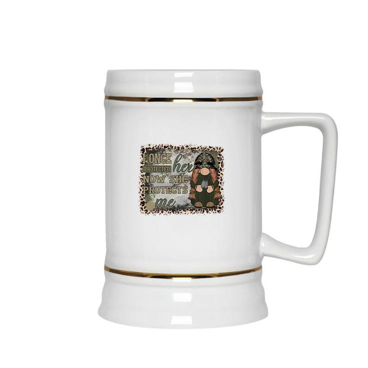I Once Protected Her Now She Protects Me Hero Dad Ceramic Beer Stein