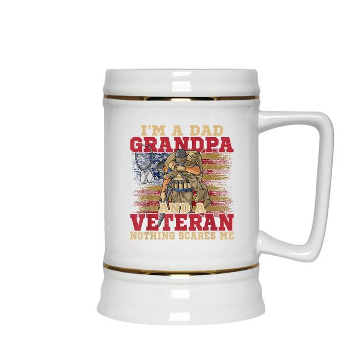 Im A Dad Grandpa And A Veteran Usa Flag 4Th Of July  Ceramic Beer Stein