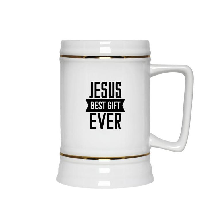 Jesus Best Gift Ever Bible Verse Black Graphic Christian Ceramic Beer Stein