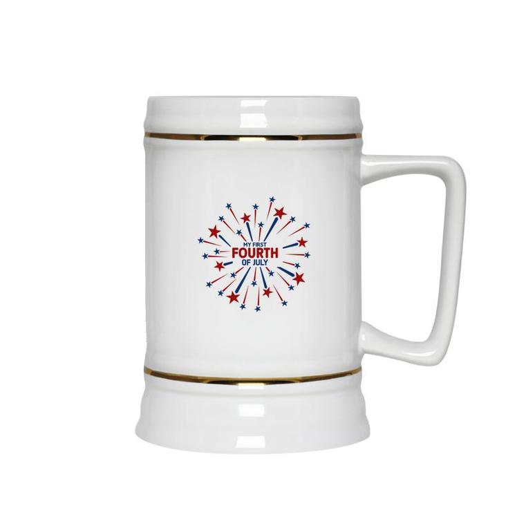 July Fourth July Independence Day Stars Circle 2022 Ceramic Beer Stein