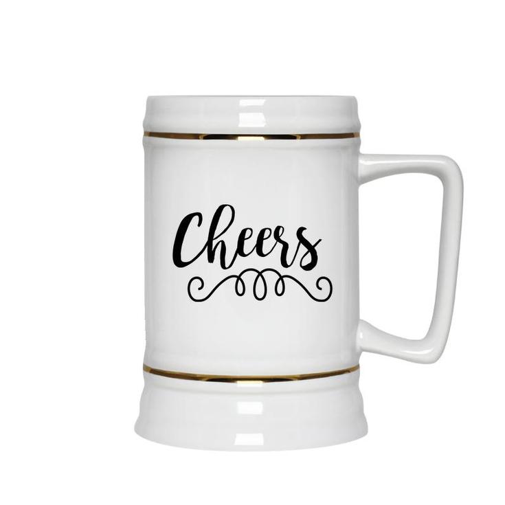 Let_S Beer And Cheers To Happy Idea Gift For Beer Lover Ceramic Beer Stein