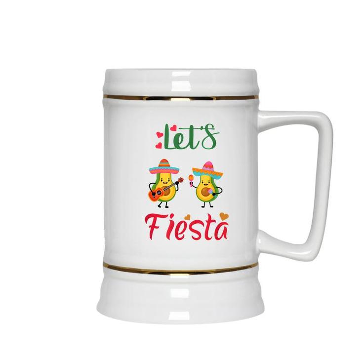 Lets Fiesta Avocado And Avocado Cinco De Mayo Mexican Party  Ceramic Beer Stein