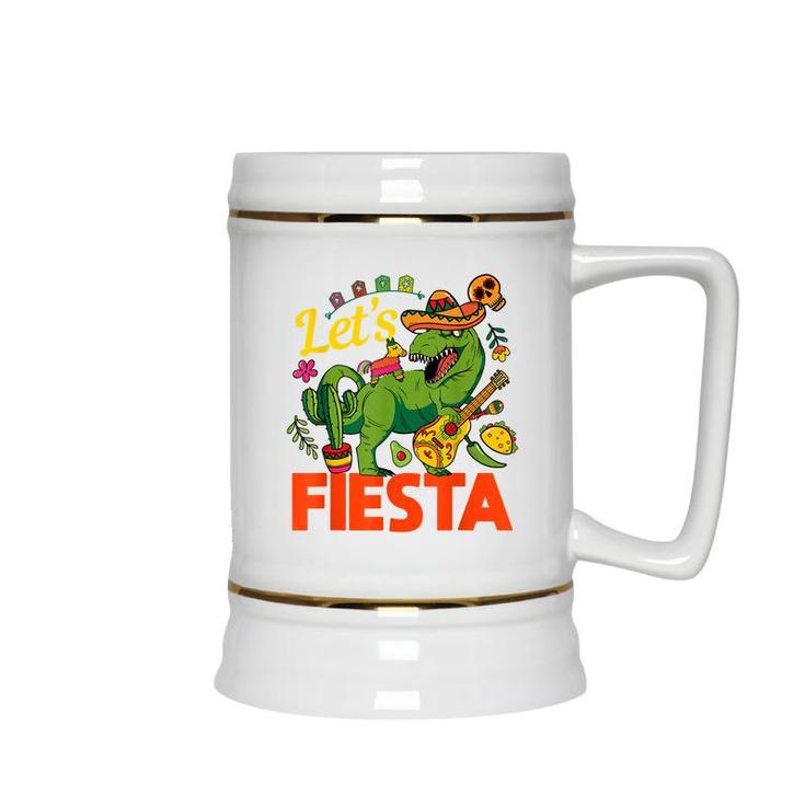 Lets Fiesta Cinco De Mayo Camisa Mexicana Hombre  Ceramic Beer Stein
