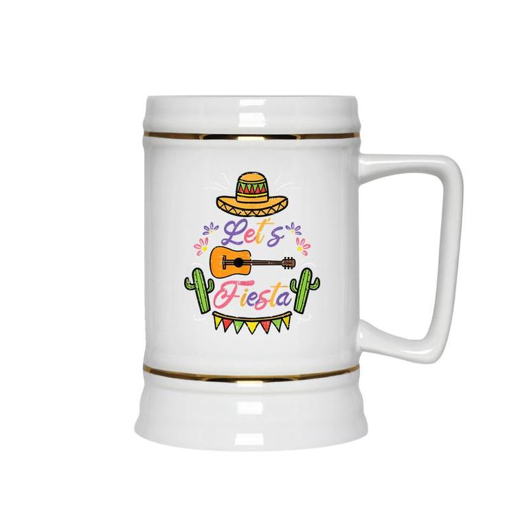 Lets Fiesta Cinco De Mayo Mexican Party Men Women Kids  Ceramic Beer Stein