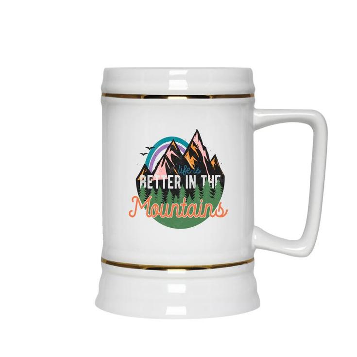 Life Is Better In The Mountains Wild Life  Vintage Style Ceramic Beer Stein