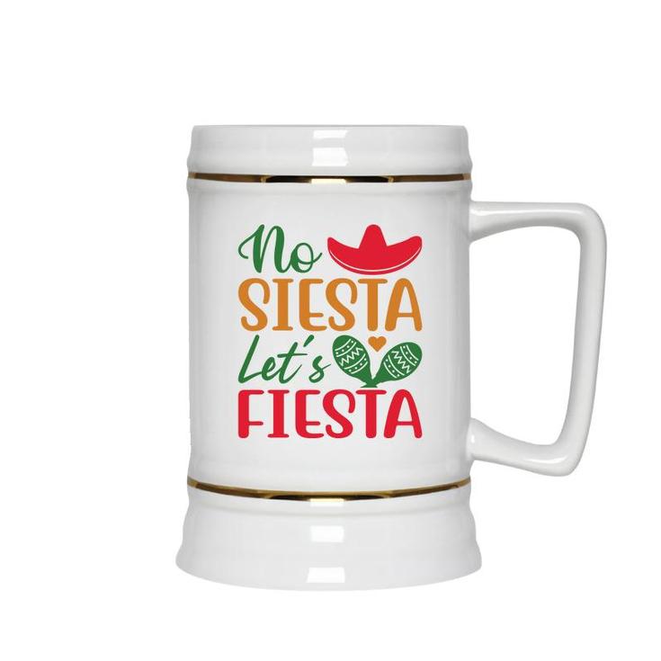 No Siesta Lets Fiesta Colorful Decoration Gift For Human Ceramic Beer Stein