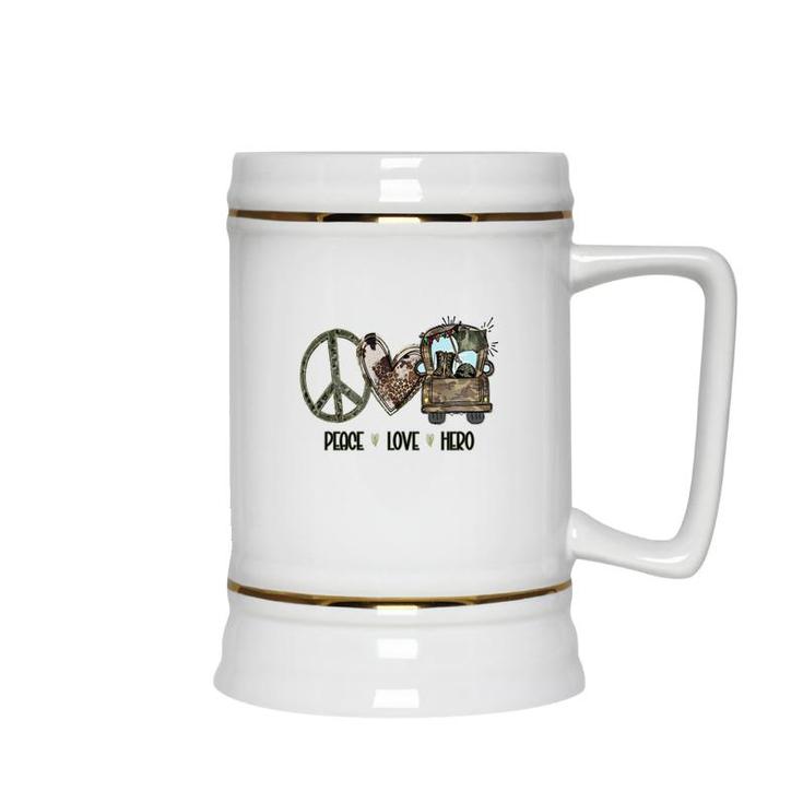 Peace Love Hero Dad Special Gift For Father  Ceramic Beer Stein