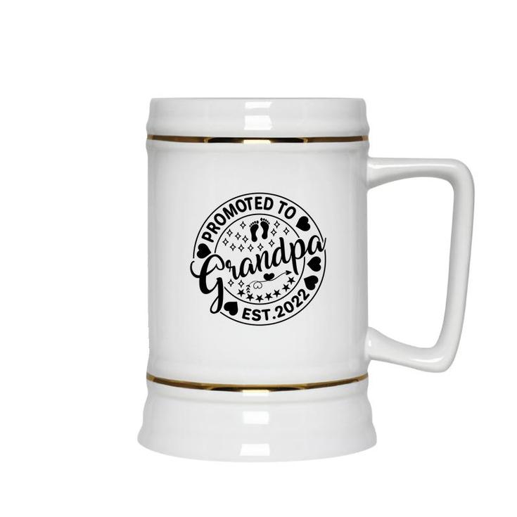 Promoted To Grandpa Est 2022 Circle Black Graphic Fathers Day Ceramic Beer Stein