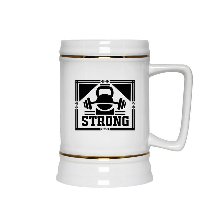 Strong Bible Verse Black Graphic Sport Great Christian Ceramic Beer Stein