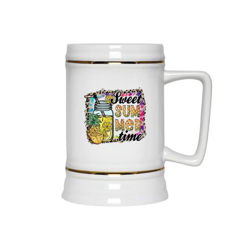 Sweet Summer Time For You Retro Summer Beach Ceramic Beer Stein