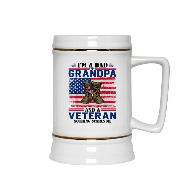 Vintage Im A Dad Grandpa And A Veteran Nothing Scares Me  Ceramic Beer Stein