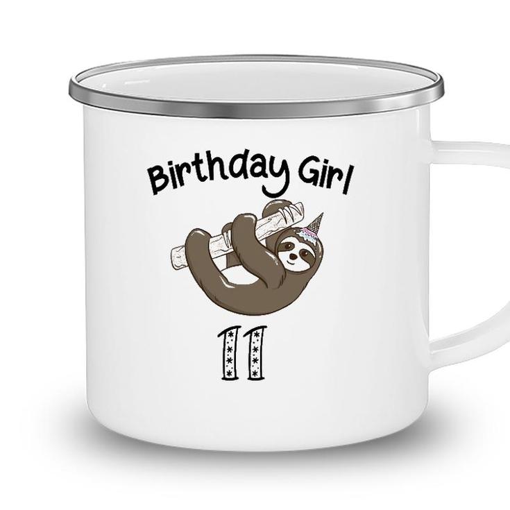 11 Years Old Sloth Birthday  For Girls Camping Mug