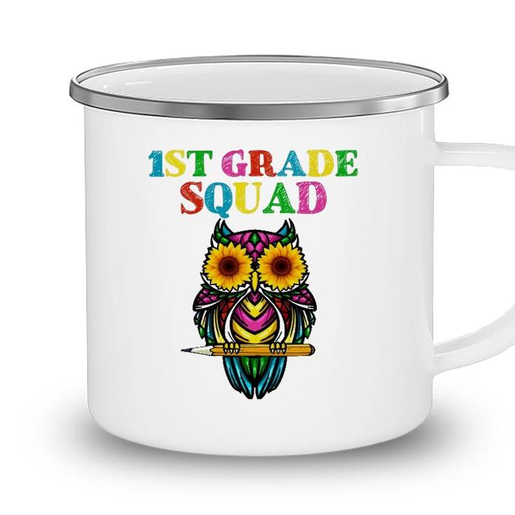 1St Grade Squad Sunflower Owl 1St Grade Teacher Camping Mug