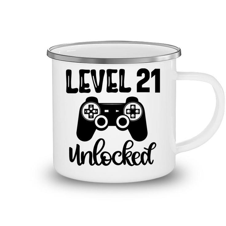 21St Birthday Black Gamer Unlocked Level Camping Mug