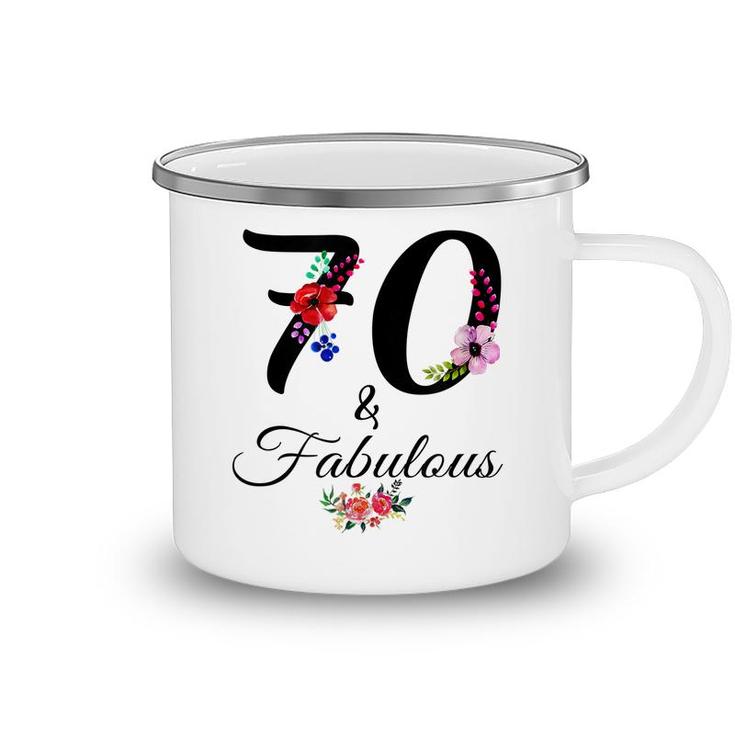 70 & Fabulous 70 Year Old Vintage Floral 1952 70Th Birthday  Camping Mug