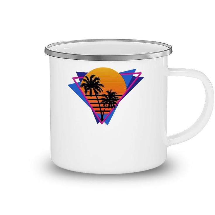 80S Style Synthwave Retrowave Aesthetic Palm Tree Sunset Camping Mug